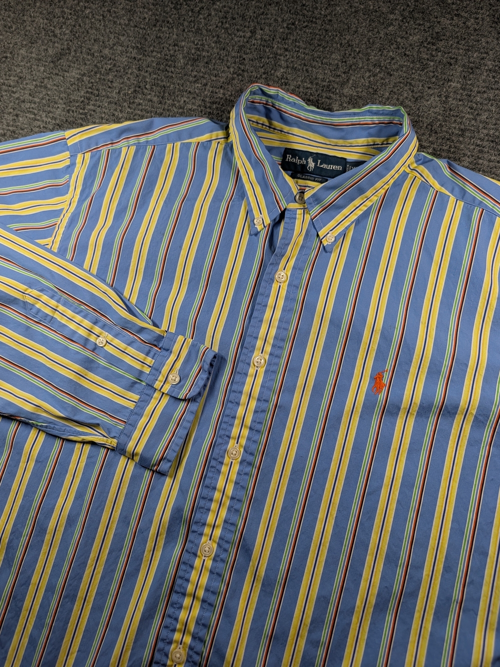 Ralph Lauren Button Down Shirt Men's XXL Multi Striped Classic Fit Long Sleeve